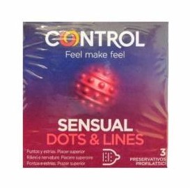CONTROL SENSUAL DOTS &amp; LINES PRESERVATIVOS X 3
